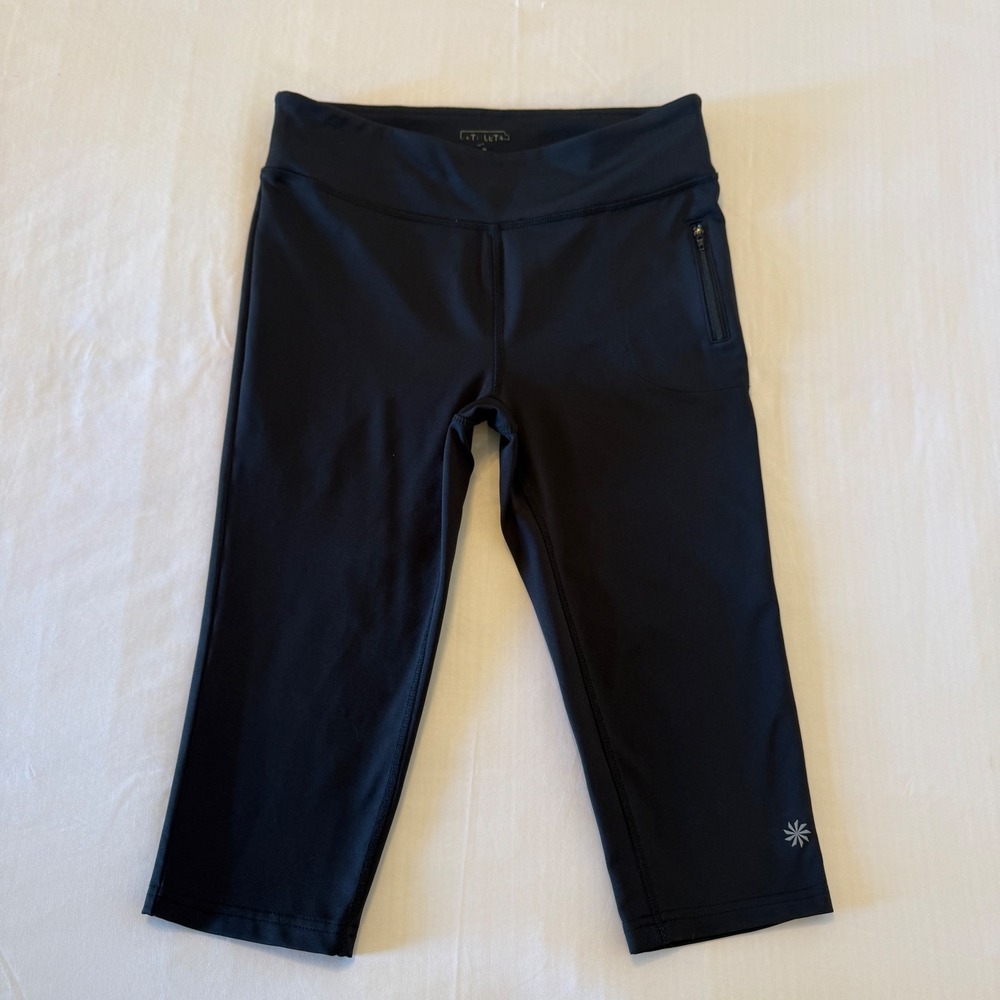 Athleta Womens Black Capri Yoga Pants Zipper Pocket Size M